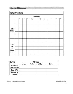 vantage maintenance schedule.